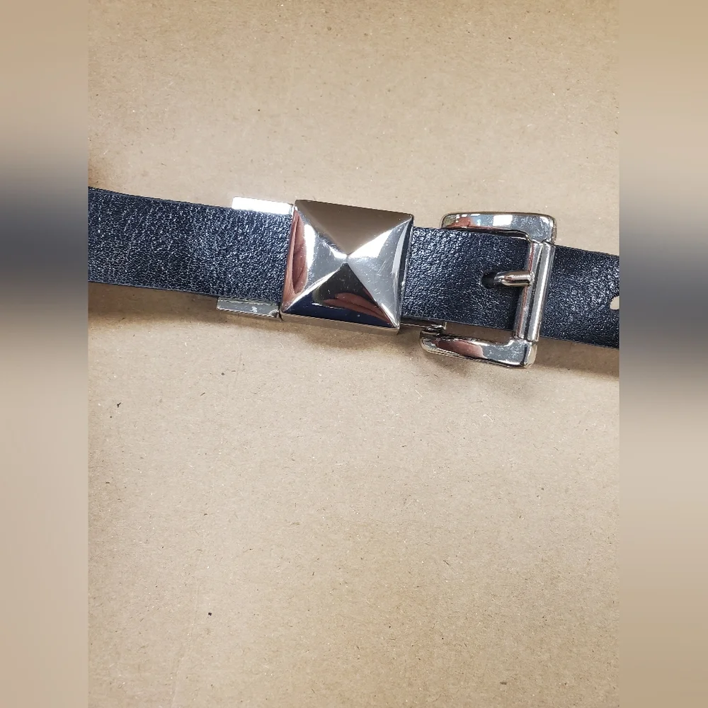 Michael Kors Black Snakeskin Leather Slim Trouser Belt - Picture 4 of 8